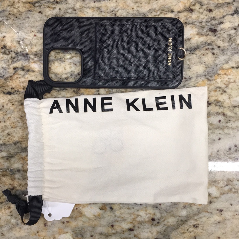 Anne Klein Black Vegan leather Phone Case iPhone 14